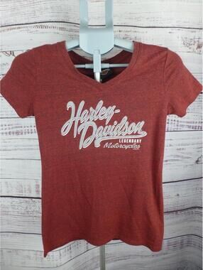 Harley-Davidson Women's Red Heather T-Shirt Legendary Motorcycles Sz S - K5